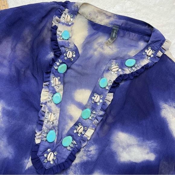 Victoria’s Secret Jeweled Tie Dye Beach Caftan | Bombshell Era Glam - Picture 8 of 10